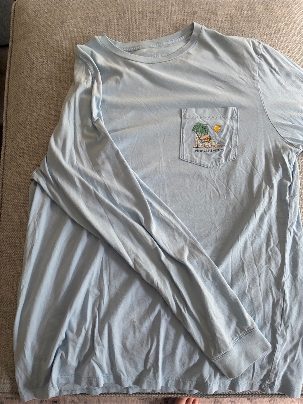 Vineyard Vines Light Blue Long Sleeve Pocket Tee